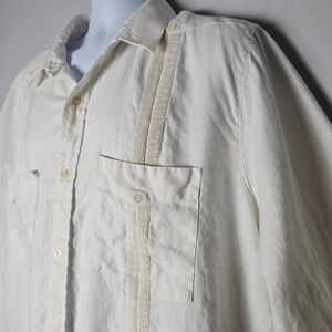 D Accord 100% Linen Mens XXL Long Sleeve Shirt Beach Casual White Resort‎ Beach